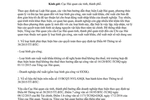 Công văn 1501/TCHQ-GSQL báo cáo quyết toán nguyên vật liệu quyết định 1966/QĐ-TCHQ 2016