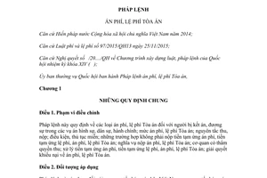 Pháp lệnh án phí lệ phí Tòa án 2016