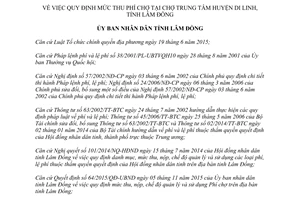 Quyết định 23/2016/QĐ-UBND mức thu phí chợ trung tâm huyện Di Li Lâm Đồng