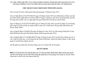 Quyết định 951/QĐ-UBND thủ tục hành chính thẩm quyền giải quyết Sở Giao thông vận tải Tiền Giang 2016