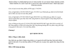 Hướng dẫn 578/HD-UBND quản lý an toàn thực phẩm theo 13/2014/TTLT-BYT-BNNPTNT-BCT Hà Giang 2016