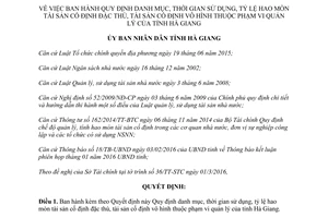 Quyết định 09/2016/QĐ-UBND danh mục thời gian sử dụng hao mòn tài sản cố định đặc thù vô hình Hà Giang