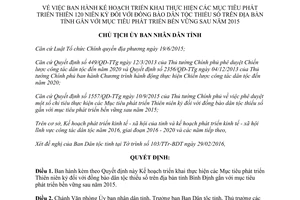 Quyết định 1088/QĐ-UBND mục tiêu phát triển thiên niên kỷ đồng bào dân tộc thiểu số Bình Định 2016