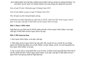 Nghị định 27/2016/NĐ-CP chế độ chính sách hạ sĩ quan binh sĩ thân nhân