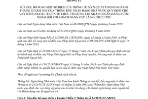 Thông tư 07/2016/TT-NHNN sửa đổi 24/2015/TT-NHNN cho vay bằng ngoại tệ tổ chức tín dụng