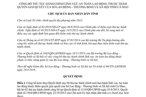 Quyết định 861/QĐ-UBND thủ tục hành chính an toàn lao động thẩm quyền sở lao động Cà Mau 2016