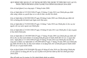Thông tư 74/2016/TT-BTC quản lý sử dụng tiền thu từ phí cho vay lại phần trích phí bảo lãnh 2016 2020