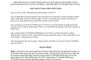 Quyết định 875/QĐ-UBND thủ tục hành chính bảo trợ xã hội thẩm quyền sở lao động Cà Mau 2016