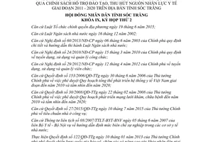 Nghị quyết 56/2016/NQ-HĐND sửa đổi 38/2011/NQ-HĐND đào tạo nguồn nhân lực y tế Sóc Trăng