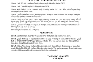 Quyết định 27/2016/QĐ-UBND Quy định phân cấp quản lý viên chức Cần Thơ