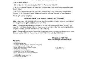 Quyết định 357-QĐ/UBKTTW 2016 mẫu Báo cáo số liệu công tác giám sát thi hành kỷ luật Đảng