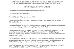 Quyết định 67/QĐ-UBND chính sách hỗ trợ nâng cao hiệu quả chăn nuôi nông hộ Bình Phước 2017 2020