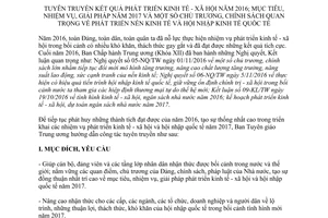 Hướng dẫn 22-HD/BTGTW tuyên truyền kết quả phát triển kinh tế xã hội mục tiêu nhiệm vụ giải pháp 2017