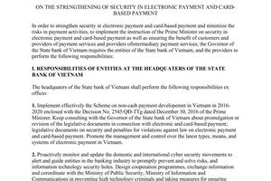 Directive 03/CT-NHNN strengthening of security in electronic payment and card based payment 2017