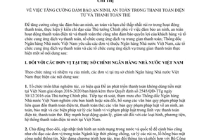 Chỉ thị 03/CT-NHNN về đảm bảo an ninh an toàn trong thanh toán điện tử và thẻ năm 2017