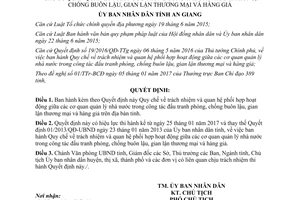 Quyết định 01/2017/QĐ-UBND phối hợp hoạt động quản lý đấu tranh phòng chống buôn lậu An Giang