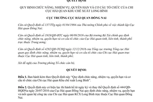 Quyết định 79/QĐ-HQĐNa Chi cục Hải quan Khu chế xuất Long Bình Đồng Nai 2017