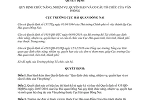 Quyết định 67/QĐ-HQDNa chức năng nhiệm vụ quyền hạn cơ cấu tổ chức Văn phòng Cục 2017