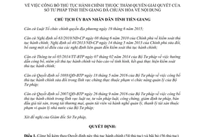 Quyết định 63/QĐ-UBND công bố thủ tục hành chính thuộc thẩm quyền Sở Tư Pháp Tiền Giang 2017