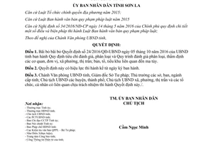 Quyết định 01/2017/QĐ-UBND bãi bỏ 24/2016/QĐ-UBND tiêu chí đánh giá phân loại cơ quan đơn vị Sơn La