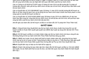 Quyết định 05/QĐ-UBND thủ tục hành chính được chuẩn hóa thẩm quyền Ủy ban cấp huyện Huế 2017