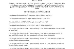 Quyết định 08/QĐ-UBND công bố thủ tục hành chính tiếp công dân xử lý đơn thư khiếu nại Huế 2017