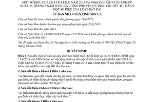 Quyết định 02/2017/QĐ-UBND sửa đổi 14/2014/QĐ-UBND Quy định Luật Đất đai Sơn La