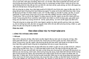 Báo cáo số 01/BC-BTPtổng kết công tác năm 2016 phương hướng nhiệm vụ giải pháp chủ yếu công tác 2017