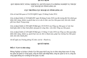 Quyết định 08/QĐ-HQLA quyền hạn cơ cấu tổ chức Phòng Nghiệp vụ thuộc Cục Hải quan Long An 2017
