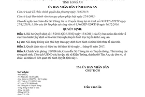 Quyết định 01/2017/QĐ-UBND bãi bỏ 15/2011/QĐ-UBND tổ chức Hội nghị truyền hình trực tuyến Long An