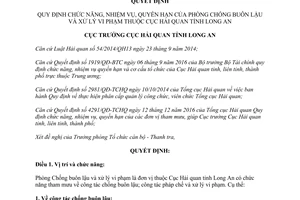 Quyết định 09/QĐ-HQLA Phòng Chống buôn lậu xử lý vi phạm Cục Hải quan Long An