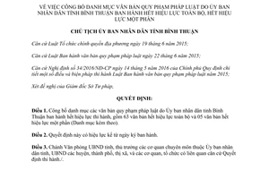 Quyết định 35/QĐ-UBND 2017 công bố văn bản quy phạm pháp luật hết hiệu lực Bình Thuận