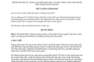 Quyết định 14/QĐ-TTg Đề án nâng cao hiệu quả dạy học tiếng Việt cho người Việt Nam ở nước ngoài 2017