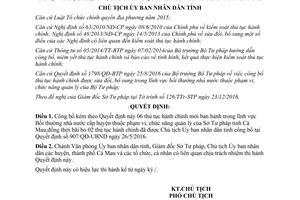 Quyết định 30/QĐ-UBND thủ tục hành chính Bồi thường nhà nước cấp huyện Sở Tư pháp Cà Mau 2017