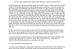 Chỉ thị 02/CT-TTg đẩy mạnh thực hiện chủ trương tinh giản biên chế 2017