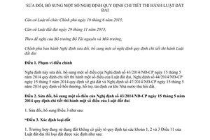 Nghị định 01/2017/NĐ-CP sửa đổi nghị định hướng dẫn Luật đất đai