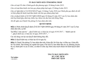 Quyết định 26/QĐ-UBND-HC đính chính 02/2017/QĐ-UBND Đồng Tháp 2017