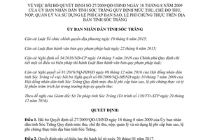 Quyết định 01/2017/QĐ-UBND bãi bỏ 27/2009/QĐ-UBND quản lý sử dụng lệ phí cấp bản sao Sóc Trăng