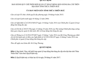 Quyết định 01/2017/QĐ-UBND Quy chế phối hợp quản lý hoạt động bán hàng đa cấp Huế