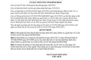 Quyết định 01/2017/QĐ-UBND chức năng nhiệm vụ quyền hạn cơ cấu tổ chức Sở Xây dựng Bình Định