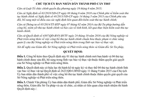 Quyết định 52/QĐ-UBND thủ tục chuẩn hóa thuộc Sở Nông nghiệp Phát triển nông thôn Cần Thơ 2017