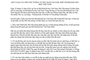 Thông báo 12/TB-VPCP kết luận Phó Thủ tướng cuộc họp với Hội Khuyến học Việt Nam 2017