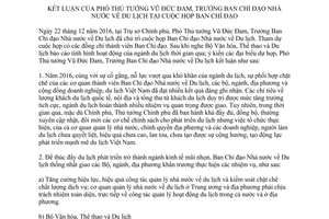 Thông báo 11/TB-VPCP kết luận của Phó Thủ tướng Trưởng Ban Chỉ đạo Nhà nước Du lịch tại cuộc họp 2017