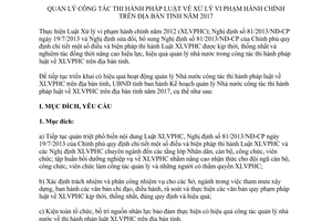 Kế hoạch 11/KH-UBND quản lý công tác thi hành pháp luật về xử lý vi phạm hành chính Hà Giang 2017