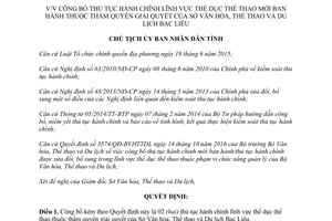 Quyết định 30/QĐ-UBND thủ tục hành chính lĩnh vực thể dục thể thao thẩm quyền Sở Văn hóa Bạc Liêu 2017
