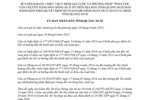 Quyết định 01/2017/QĐ-UBND sửa đổi Quy định giá cước vận chuyển hàng hóa bằng xe ô tô Quảng Ngãi