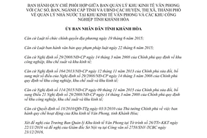 Quyết định 01/2017/QĐ-UBND phối hợp Ban Quản lý Khu kinh tế Vân Phong với sở ban ngành Khánh Hòa