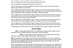 Quyết định 02/2017/QĐ-UBND Điều lệ tổ chức hoạt động Công ty Xổ số Kiến thiết Ninh Thuận