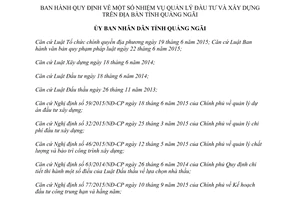 Quyết định 03/2017/QĐ-UBND Quy định nhiệm vụ quản lý đầu tư xây dựng Quảng Ngãi