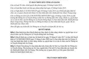 Quyết định 02/2017/QĐ-UBND chức năng nhiệm vụ quyền hạn cơ cấu tổ chức Sở Thông tin An Giang